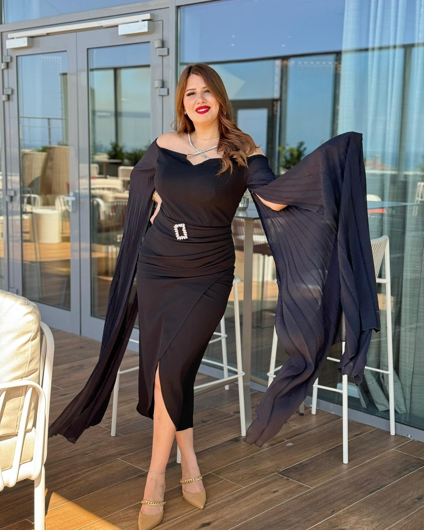 🖤 Royal Elegance Dress – Black Edition