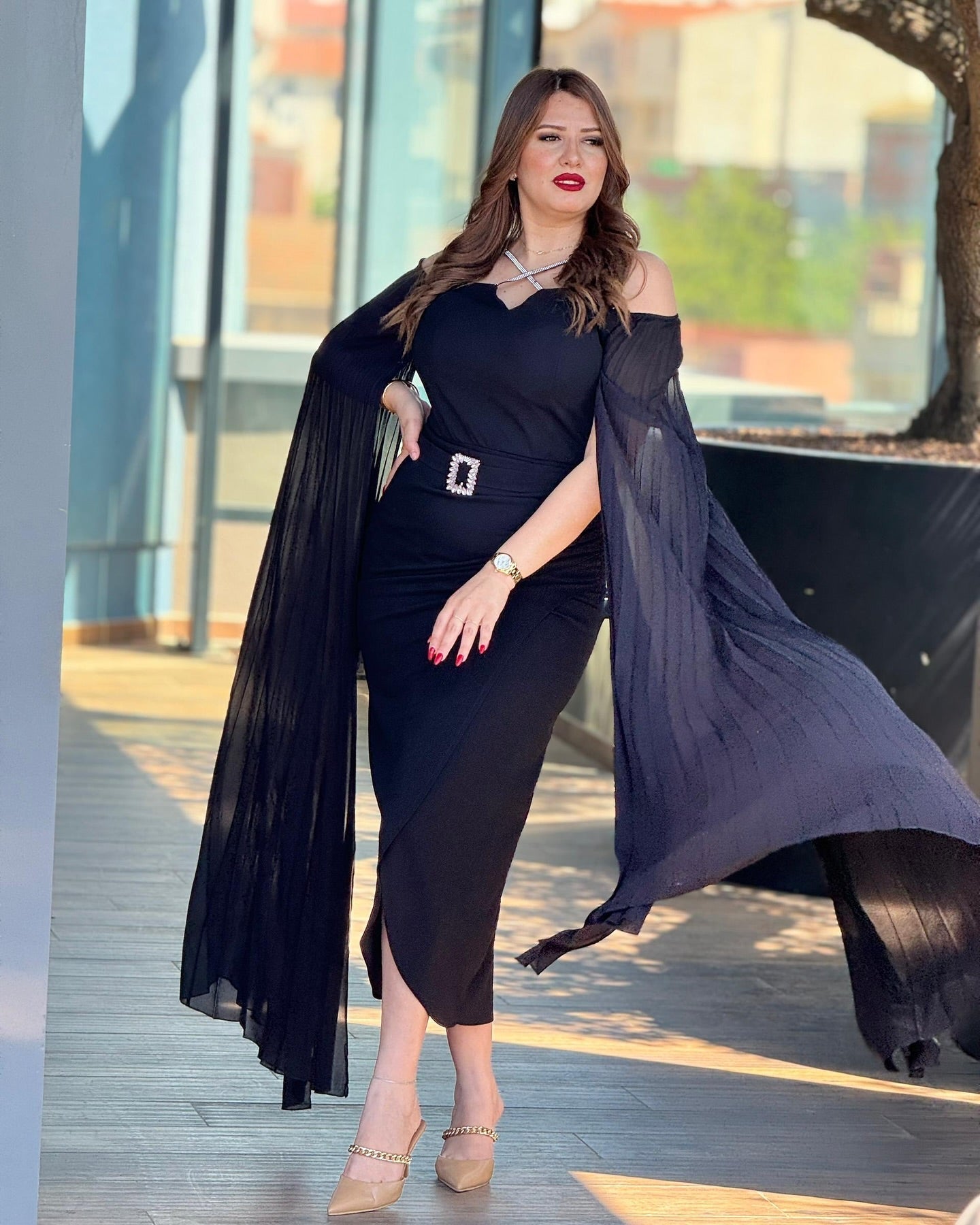 🖤 Royal Elegance Dress – Black Edition