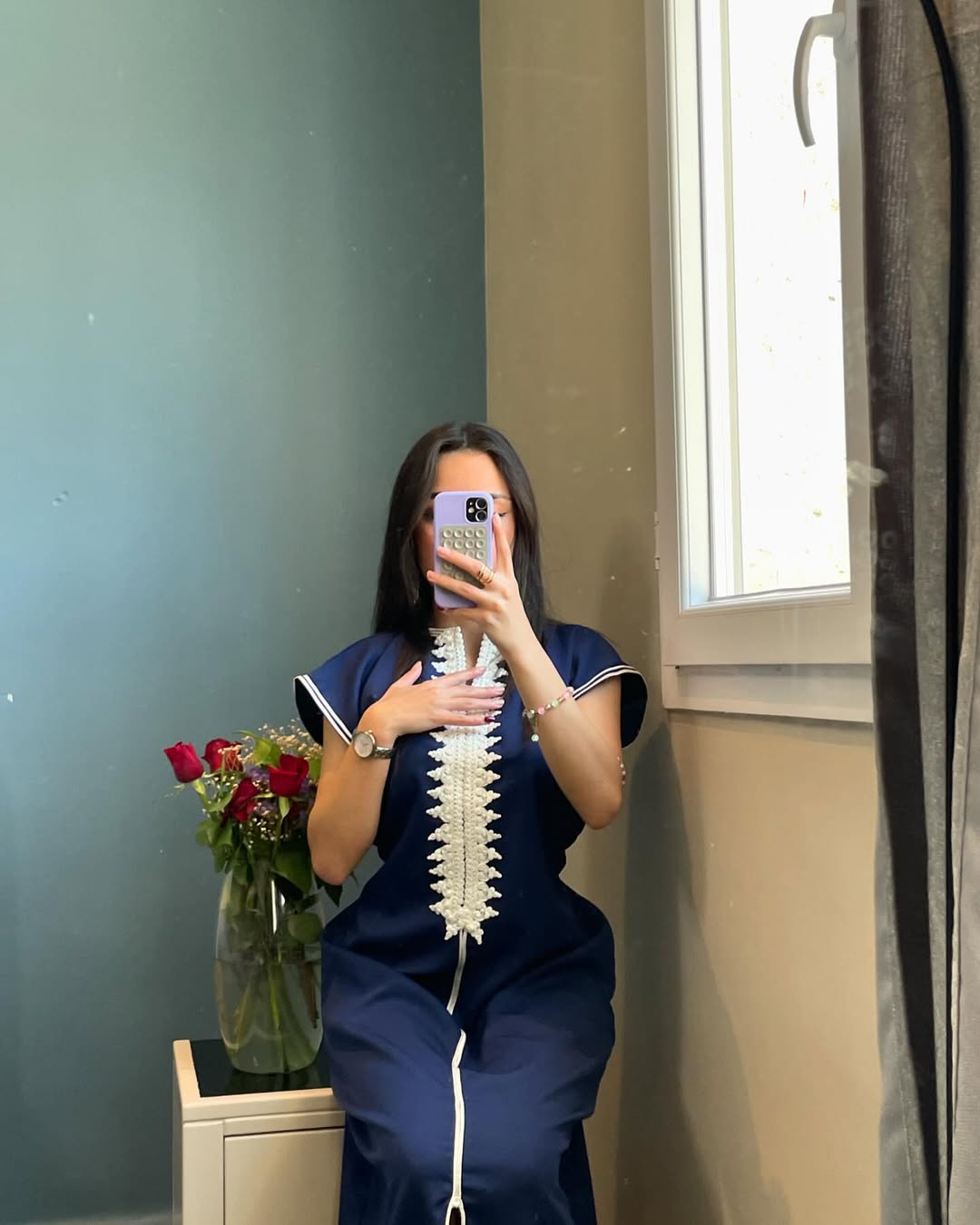 ✨ Élégance en Bleu Nuit – Caftan Princesse El Kahina Haute Couture